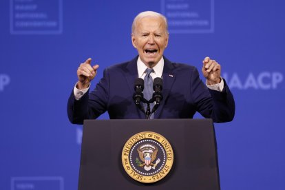 Foto reciente en Las Vegas del presidente de Estados Unidos, Joe Biden, en un discurso ante la Convención Nacional. EFE/EPA/CAROLINE BREHMAN