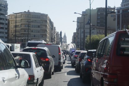 Atasco del tráfico en León