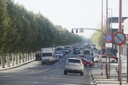 Atasco del tráfico en León