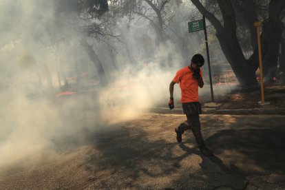 El fuego se declaró el domingo en la localidad de Varnava, a unos 40 kilómetros al norte de Atenas.