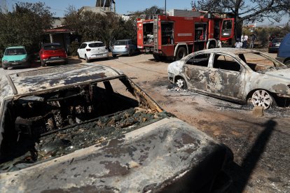 El fuego se declaró el domingo en la localidad de Varnava, a unos 40 kilómetros al norte de Atenas.