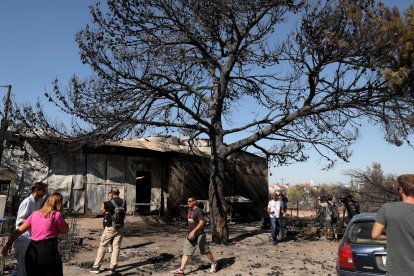 El fuego se declaró el domingo en la localidad de Varnava, a unos 40 kilómetros al norte de Atenas.