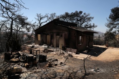 El fuego se declaró el domingo en la localidad de Varnava, a unos 40 kilómetros al norte de Atenas.