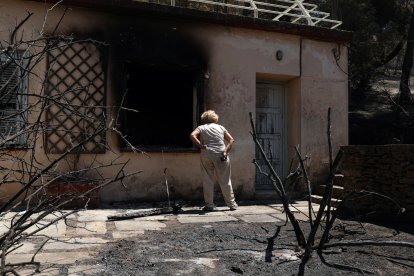 El fuego se declaró el domingo en la localidad de Varnava, a unos 40 kilómetros al norte de Atenas.