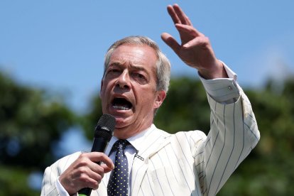 Imagen de Archivo del líder del partido de ultraderecha Reform UK, Nigel Farage.
                       EFE/EPA/ANDY RAIN