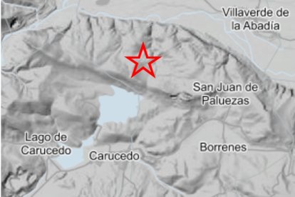 Epicentro del terremoto registrado en Carucedo.