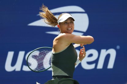 La tenista Paula Badosa se ratificó este miércoles como la gran apuesta española en el Abierto de Estados Unidos. EFE/EPA/JOHN G. MABANGLO