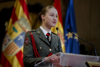 La princesa de Asturias, Leonor de Borbón, en un homenaje que recibió el pasado mes de mayo en Zaragoza. EFE/ Javier Cebollada