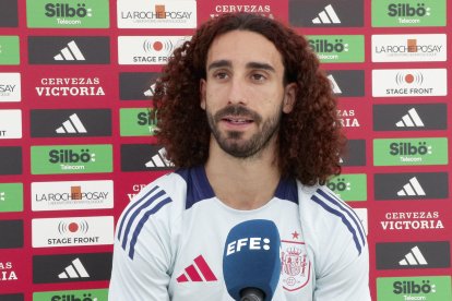 El jugador de la selección española Marc Cucurella durante una entrevista con la Agencia EFE. EFE/ EFETV