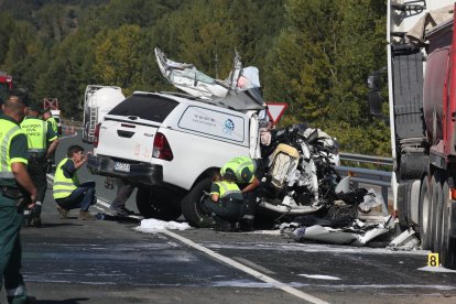 Imagen del accidente esta mañana en Carracedelo.