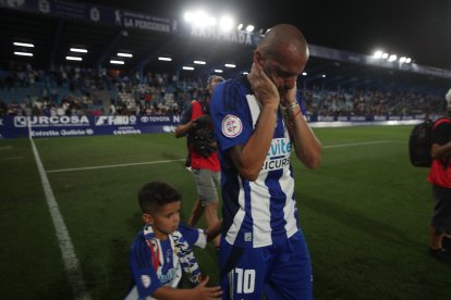 Imagen del partido homenaje al jugador blanquiazul.