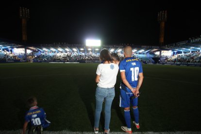 Imagen del partido homenaje al jugador blanquiazul.