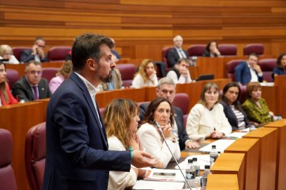 Tudanca en el pleno de las Cortes de Castilla y León, este martes.