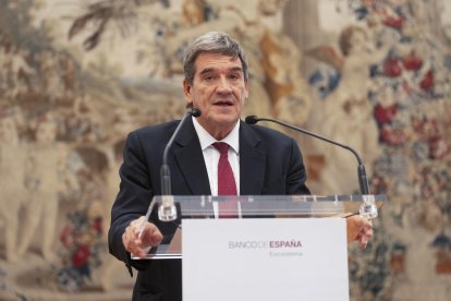 El exministro para la Transformación Digital y la Función Pública José Luis Escrivá, durante el acto de toma posesión de su cargo como gobernador del Banco de España, este martes en Madrid. EFE/ Borja Sánchez-Trillo