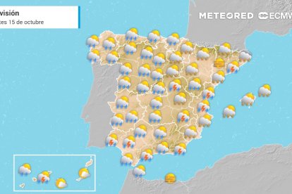 Previsión del tiempo para el martes, 15 de octubre.