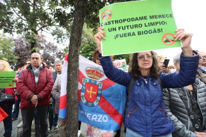 Manifestacion del 8 de octubre ante la sede de la Junta en Ponferrada en contra de la instalación de una planta de residuos orgánicos en Castropodame.