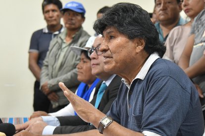 Fotografía de archivo del expresidente Evo Morales (2006-2019) en una rueda de prensa el 4 de octubre de 2024, en Cochabamba (Bolivia). EFE/Jorge Abrego