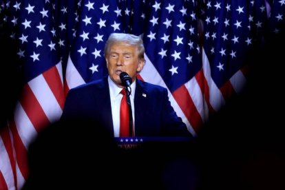 Donald J. Trump durante su discurso como ganador de las elecciones presidenciales.