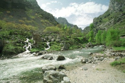 El río Cares a su paso por Caín