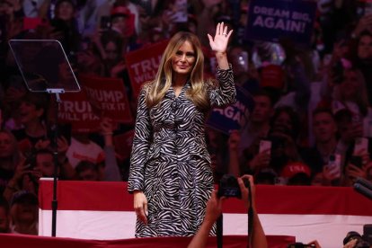 La primera dama Melania Trump durante un acto de campaña.