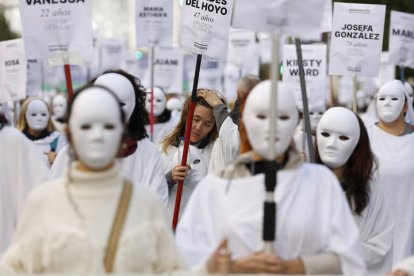 Manifestación del 25-N, Día Internacional de la Eliminación de la Violencia contra la Mujer, convocada por el Foro de Madrid Contra la Violencia a las Mujeres.