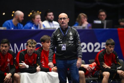 El entrenador español Jordi Ribera Romans durante el partido del Campeonato del Mundo de Balonmano que disputaron España y Brasil en Fornebu, Noruega. EFE/Beate Oma Dahle