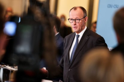 El jefe de la CDU, Friedrich Merz, ayer en el Bundestag.