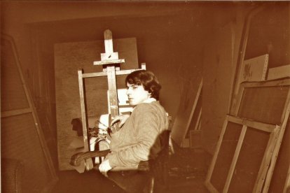 El pintor y poeta nacido en Bembibre Amable Arias (1927-1984), en San Sebastián en el año 1968.