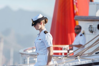 Imagen de archivo de la princesa Leonor a bordo del buque Juan Sebastián de Elcano. EFE/Ramón de la Rocha