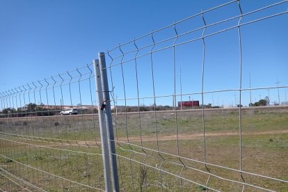 Zona delimitada por los trabajos para armar la rotonda, en los márgenes de la N-120.
