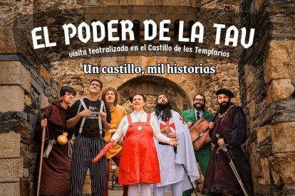 Imagen del cartel que anuncia la obra en el castillo.
