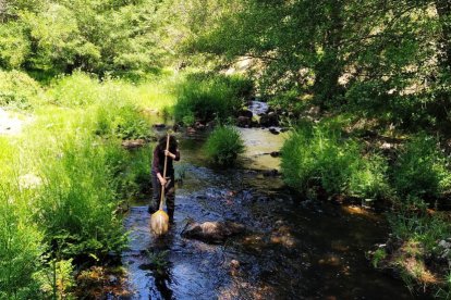 Uno de los técnicos de CHD obteniendo un muestreo en un río de la provincia.