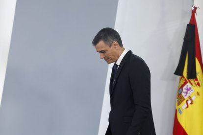Pedro Sánchez en su comparecencia tras el Consejo de Ministros del martes.