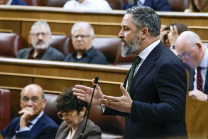 Santiago Abascal se dirige al presidente del Gobierno en la sesión de control al Ejecutivo.