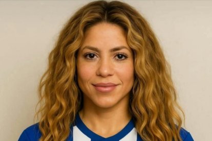 La Shakira que los grupos de WhatsApp han vestido con la camiseta de la SD Ponferradina.
