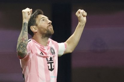 Lionel Messi celebra uno de los goles del Inter de Miami en el Mundial de Clubes.