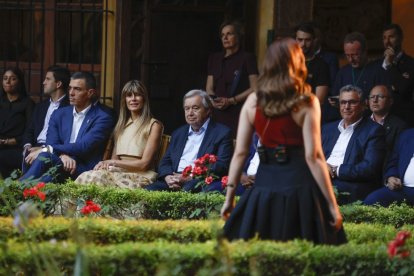 Pedro Sánchez, ayer en Dueñas.