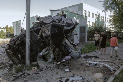 Imagen de una zona destrozada por un misil ruso.