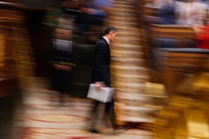Pedro Sánchez durante el pleno extraordinario del miércoles en el Congreso.