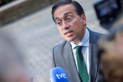 El ministro español de Asuntos Exteriores, José Manuel Albares, en Bruselas. EFE/EPA/OLIVIER MATTHYS.