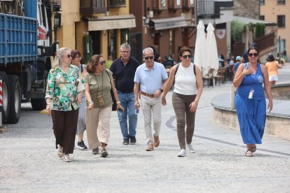 Un grupo de turistas guiados por una profesional por las calles del casco histórico.