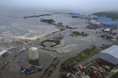 Detalle del tsunami en las costas rusas del Pacífico.