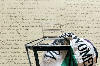 Piezas de la exposición 'La conquista del voto'.
