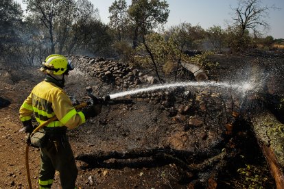 Controlado un incendio declarado a pocos metros de Morasverdes que movilizó a más de una decena de medios.