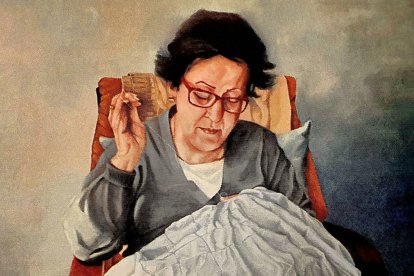 Vista parcial del lienzo «Mañanas de vainicas» 115x73 cm.
