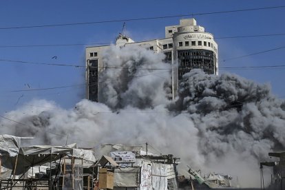 Un edificio dañado por Israel en la Ciudad e Gaza, que tiene orden de evacuación.