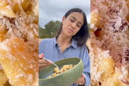 María Lo degusta su coliflor a la carbonara con cecina de León, una receta que transforma esta verdura en un plato reconfortante y sabroso.