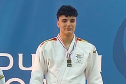 Hugo Fidalgo en lo más alto del cajón en Venray.