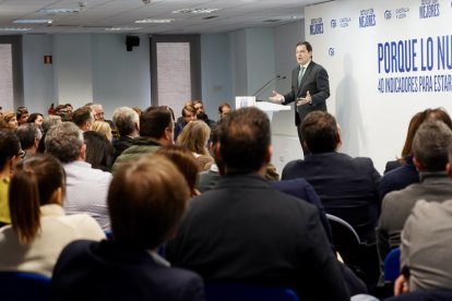 Mañueco ayer, en el acto de presentación de los 40 retos.