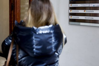 Agentes de la UCO de paisano esta semana en la sede de la empresa Forestalia en Zaragoza.